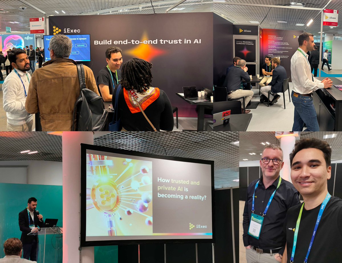 iEx_ec's tweet photo. 🌐The iExec sales team is in full swing at the World AI Cannes Festival!

Yesterday, Anthony took to the stage to talk on"How Trusted AI is Becoming a Reality"

💫Join us at booth A7 to discuss how iExec can boost transparency, security, and monetization in your #AI projects.