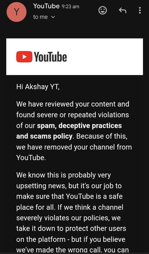 abhishankaryt's tweet photo. @TeamYouTube Hello Dear YouTubeTeam
I am a Devid I know every Community Guideline Roled by YouTube and i am sure that there is no Violation of YouTube Community Guidelines. I think this can be done by mistake. Please make a again review of it and give me back my suspended acc. https://t.co/UEoCzwC7dV