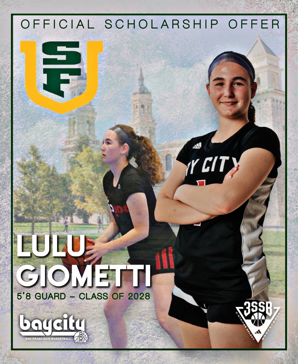 Bay City Girlsβ Basketball (@baycitygirlsbb) on Twitter photo Congratulations to Lulu Giometti β28 on her first D1 scholarship offer from <a href="/USFDonsWBB/">San Francisco Women's Basketball</a> !!
Lulu is one of the best shooters in NorCal & has a bright future ahead!
She will run w/ our 16U 3SSB squad this Spring/Summer!
Congrats Lulu!
#repthecity #3SSB
<a href="/coachstraker/">Coach Straker</a> <a href="/bbb15/">Molly Goodenbour</a> Congratulations to Lulu Giometti β28 on her first D1 scholarship offer from <a href="/USFDonsWBB/">San Francisco Women's Basketball</a> !!
Lulu is one of the best shooters in NorCal & has a bright future ahead!
She will run w/ our 16U 3SSB squad this Spring/Summer!
Congrats Lulu!
#repthecity #3SSB
<a href="/coachstraker/">Coach Straker</a> <a href="/bbb15/">Molly Goodenbour</a>