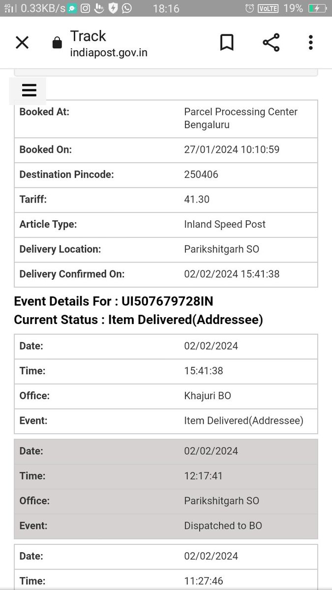amitkumar7389's tweet photo. @IndiaPostOffice 
Dear Sir we have not received below said courier after showing delivered...
Pls look into asap 🙏 https://t.co/hy8WEtGTXw