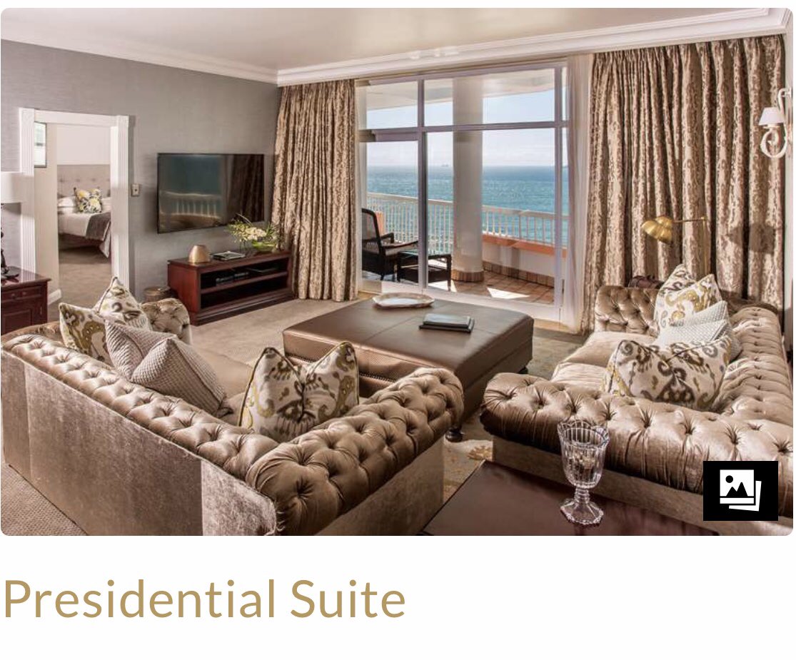 goolamv's tweet photo. The EFF cult leader, Julius Malema is in Durban for the last 7 days in preparation for The EFF’s manifesto launch. Durban has dozens and dozens of 100% black owned B&B’s even  has 100% black owned hotels. Instead of supporting black business, Julius Malema is staying in a R10 000 a night White Monopoly Capital (that’s what he calls them) owned penthouse suite in Umhlanga. In fact The EFF has booked out the entire hotel for this weekend for its guest. Tomorrow Julius Malema will scream and shout, that everyone should support black business but he never does. Nothing wrong in staying in WMC owned hotels just calling out Malema’s hypocrisy, wants everyone else to support black business but he never does. White lawyers, white schools for his kids, lives with whites, white owned hotels. 
BLOODY HYPOCRITE!!!