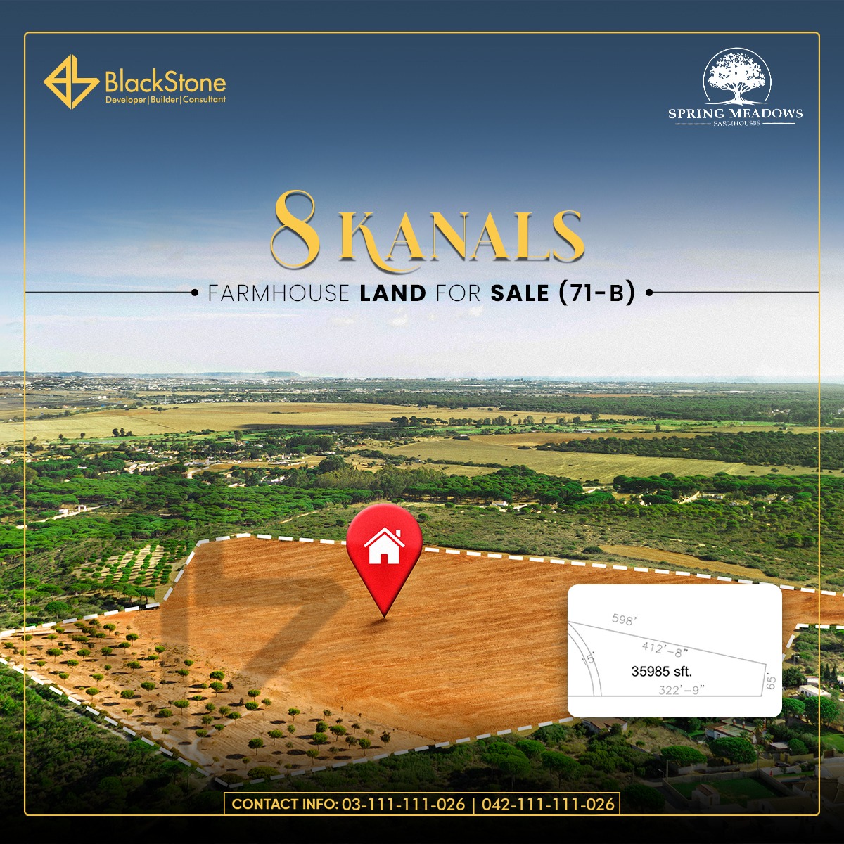 bstonepk's tweet photo. Secure your slice of paradise with 8, 7, and 8 Kanal Farm House Land options available for sale in Spring Meadows, Lahore. 

For more information, Call us today at 
📞 042-111-111-026 or 03-111-111-026 
Or visit our office on 
📍 11-DD, CCA, PHASE 4, DHA, Lahore  

#springmeadows https://t.co/OmUESEguEM