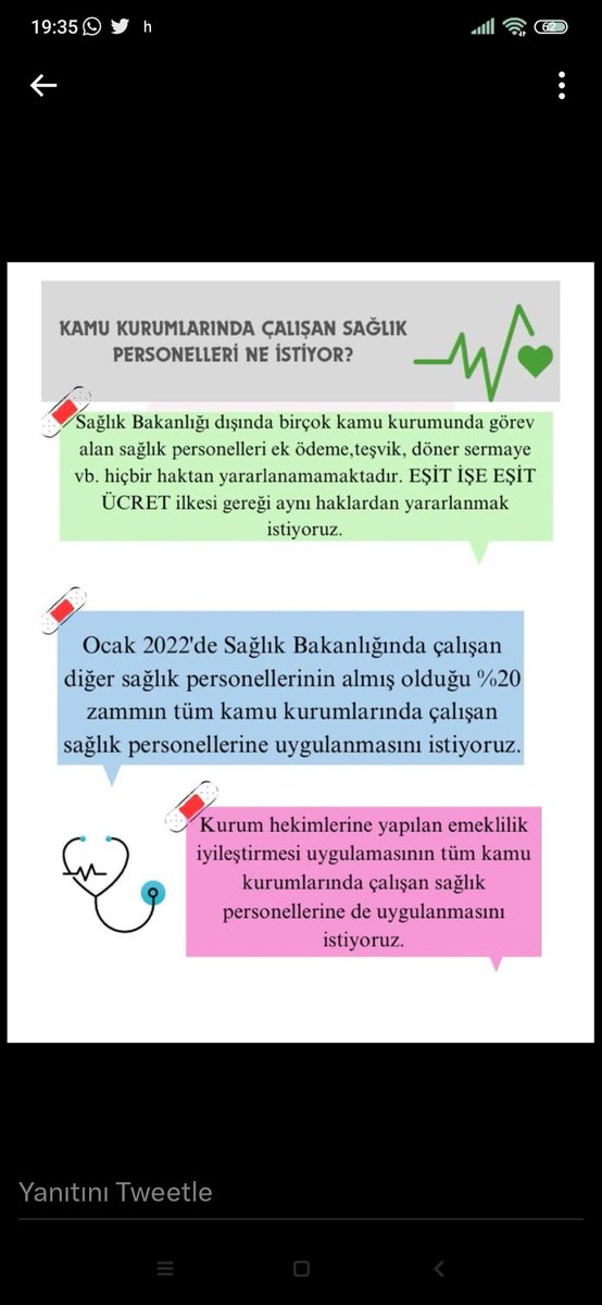 <a href="/drfahrettinkoca/">Dr. Fahrettin Koca</a> Sayın Bakanım kamu kurumlarında çalışan sağlıkçılar olarak emsallerimizle eşitlenmek istiyoruz
