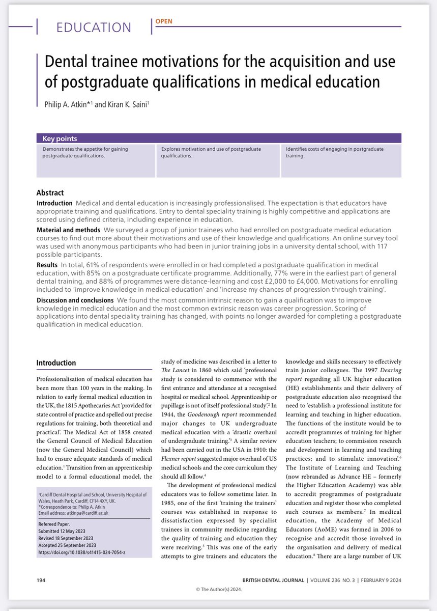 Another <a href="/CardiffDental/">School of Dentistry I Ysgol Deintyddiaeth</a> student project makes it to publication nature.com/articles/s4141…