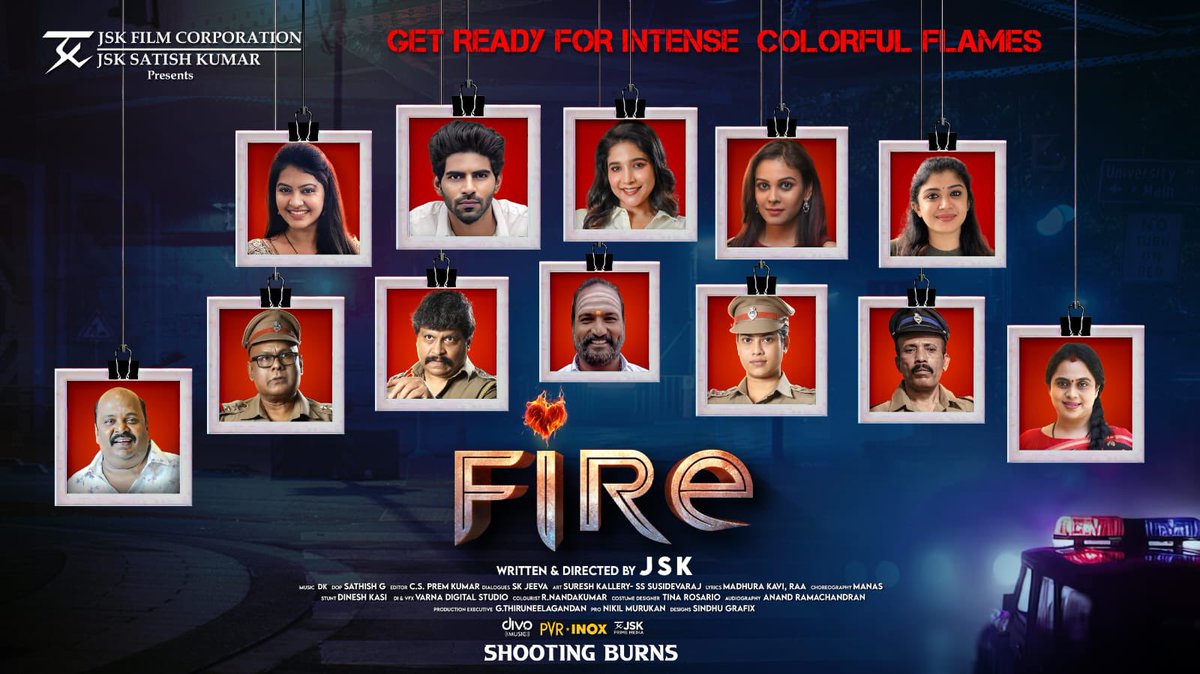 #JSK Film Corporation Presents #JSK Sathishkumar's Maiden Directorial Venture #FIRE Happy to share our entire Cast and Crew Shooting in Final legs. Will Burn Soon!!! 🔥 @JSKfilmcorp @Officialbalaji #Gayathrishan #Rachitha mahalakshmi @ssakshigarwal @IamChandini_12…