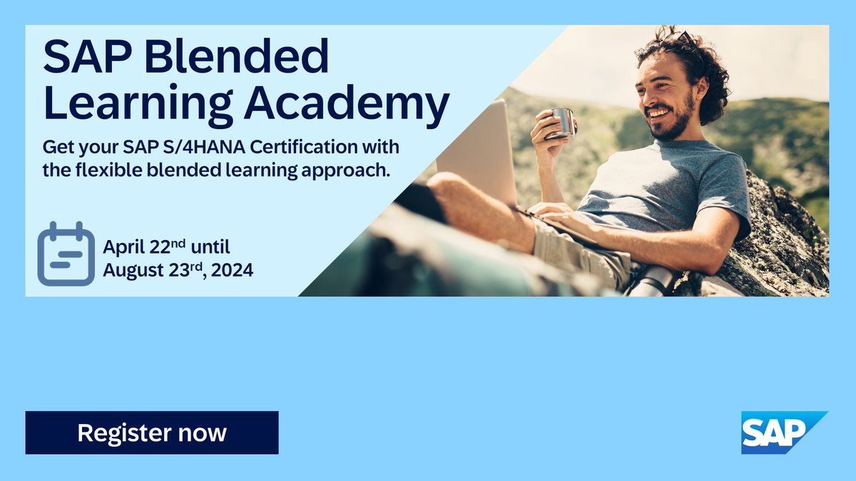 IDeneux's tweet photo. With the #blendedlearning approach, you can enjoy the benefits of different learning methods and prepare flexibly for certification as an SAP #S4HANA consultant: https://t.co/45IK1viy7p https://t.co/aVX7aY2ppY