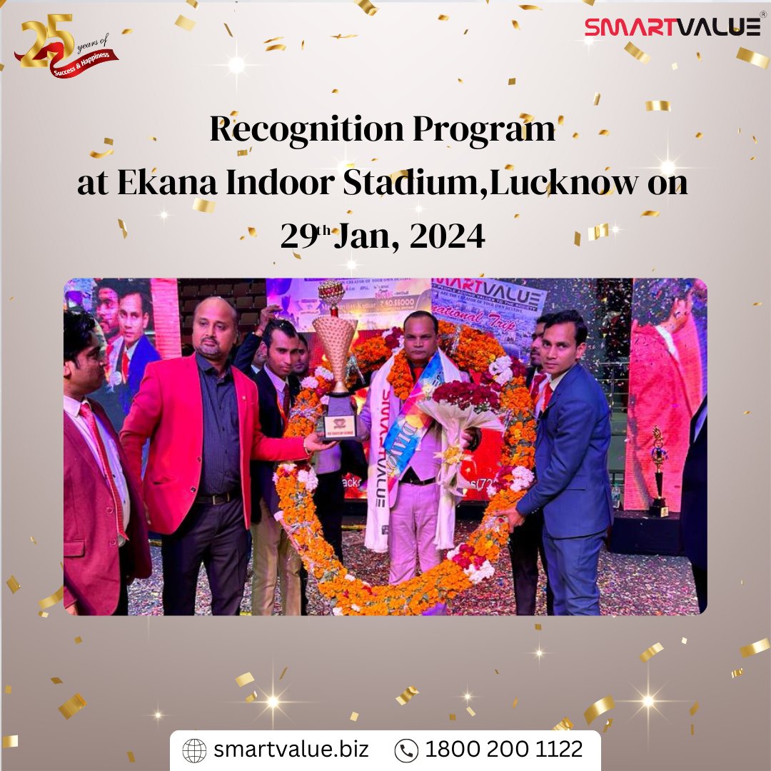 svpslindia's tweet image. 🌟 SmartValue shines bright as it organizes a recognition program at Ekana Indoor Stadium, Lucknow, Uttar Pradesh on 29th Jan 2024 honoring achievers and their remarkable accomplishments. 🏆 
#smartvalue #achievers #teamsuccess #teamunity