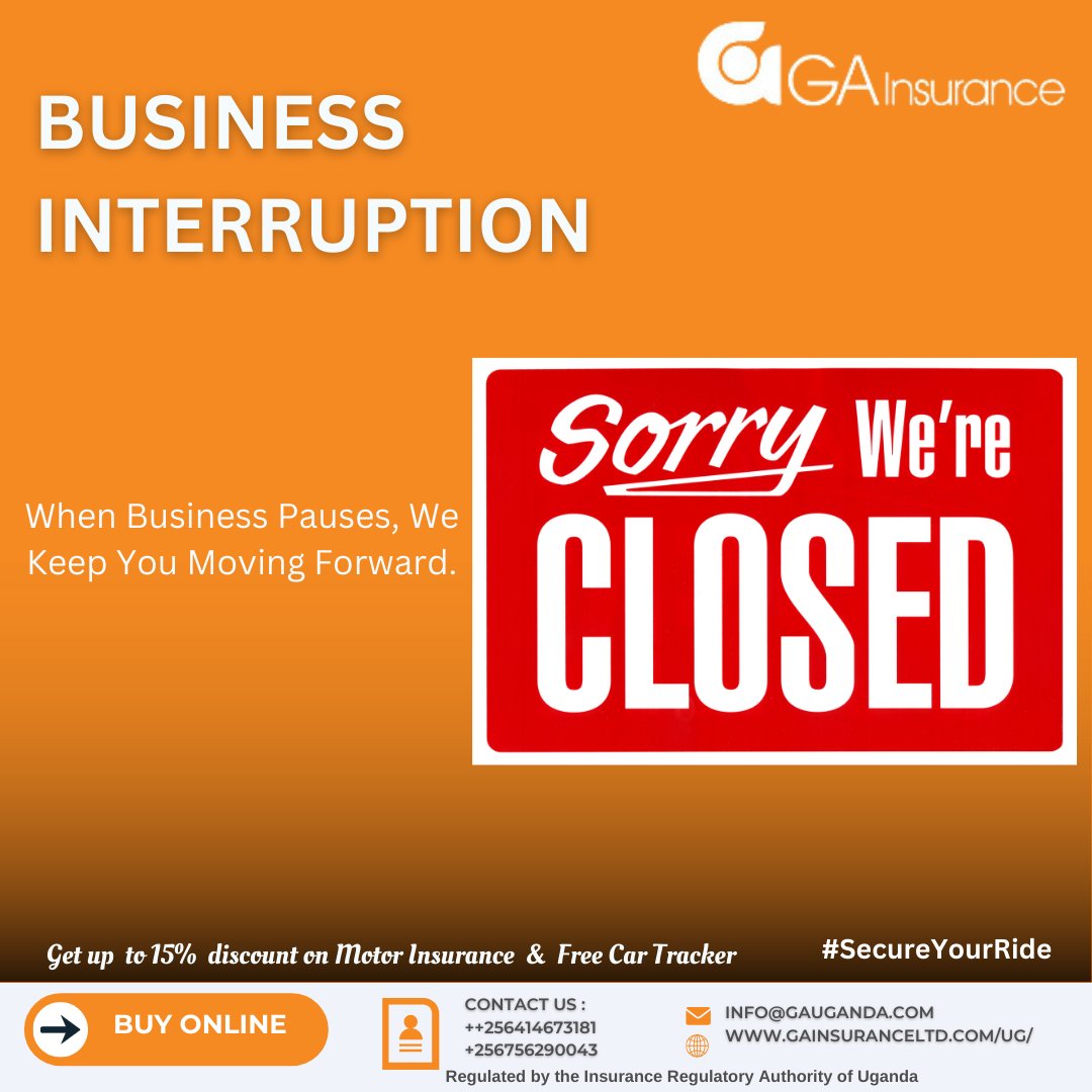 ga_uganda's tweet photo. GA Business Interruption insurance is Your Safety Net in Times of Turbulence.
Get your quotes online in only 3 mins
#GAInsuranceUganda #BusinessInterruption #businessowners https://t.co/Ai8rpMzQDq