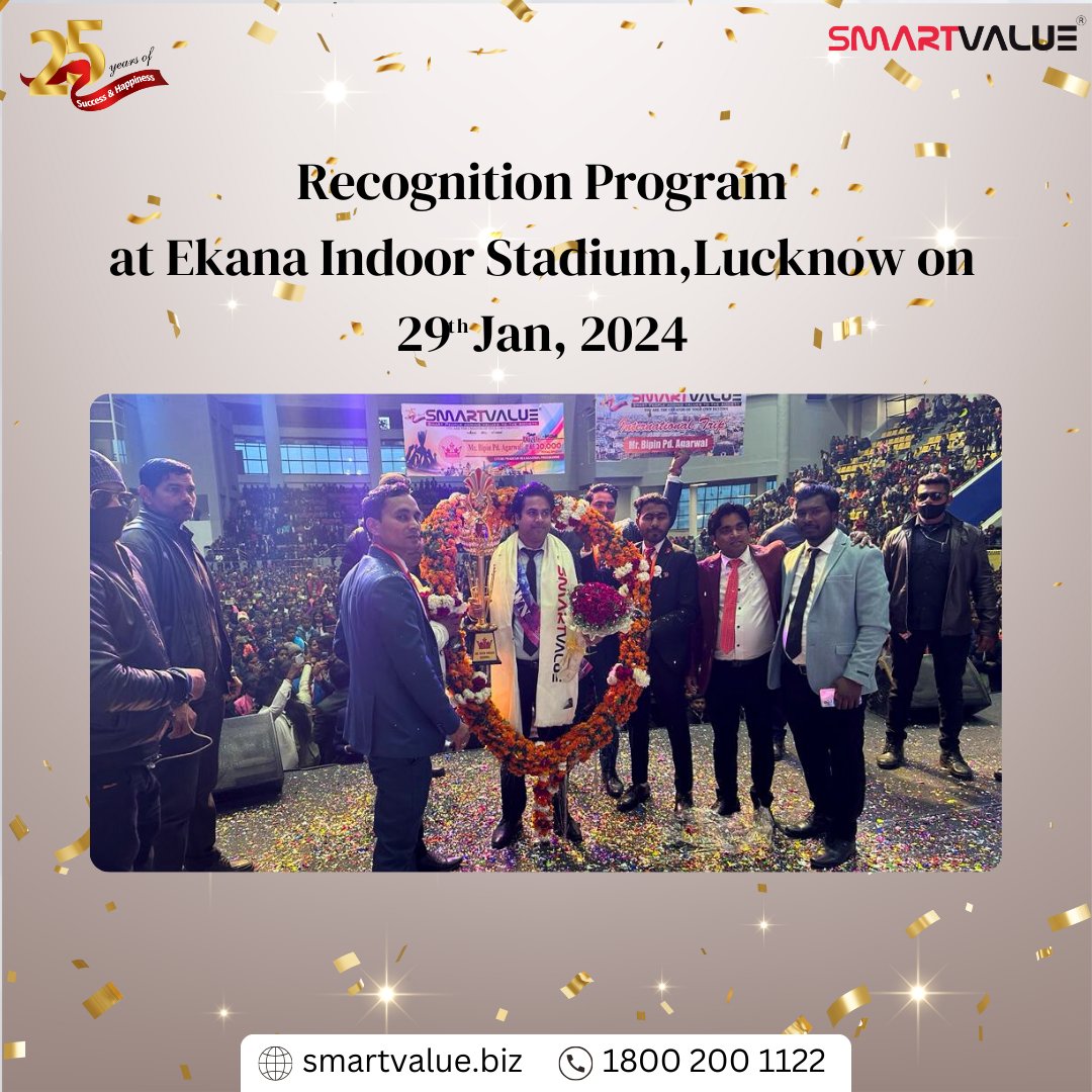 svpslindia's tweet image. 🌟 SmartValue shines bright as it organizes a recognition program at Ekana Indoor Stadium, Lucknow, Uttar Pradesh on 29th Jan 2024 honoring achievers and their remarkable accomplishments. 🏆 
#smartvalue #achievers #teamsuccess #teamunity
