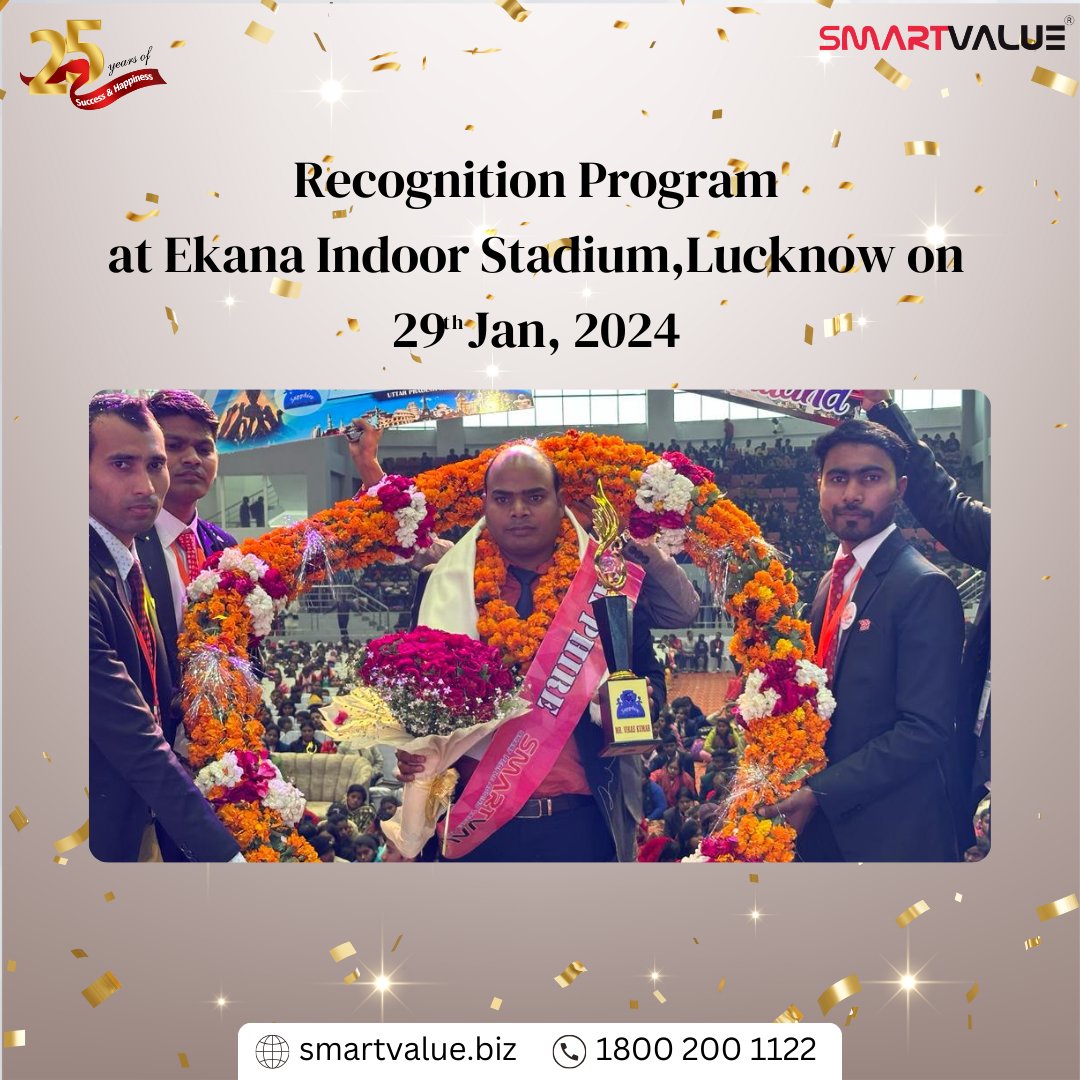 svpslindia's tweet image. 🌟 SmartValue shines bright as it organizes a recognition program at Ekana Indoor Stadium, Lucknow, Uttar Pradesh on 29th Jan 2024 honoring achievers and their remarkable accomplishments. 🏆 
#smartvalue #achievers #teamsuccess #teamunity