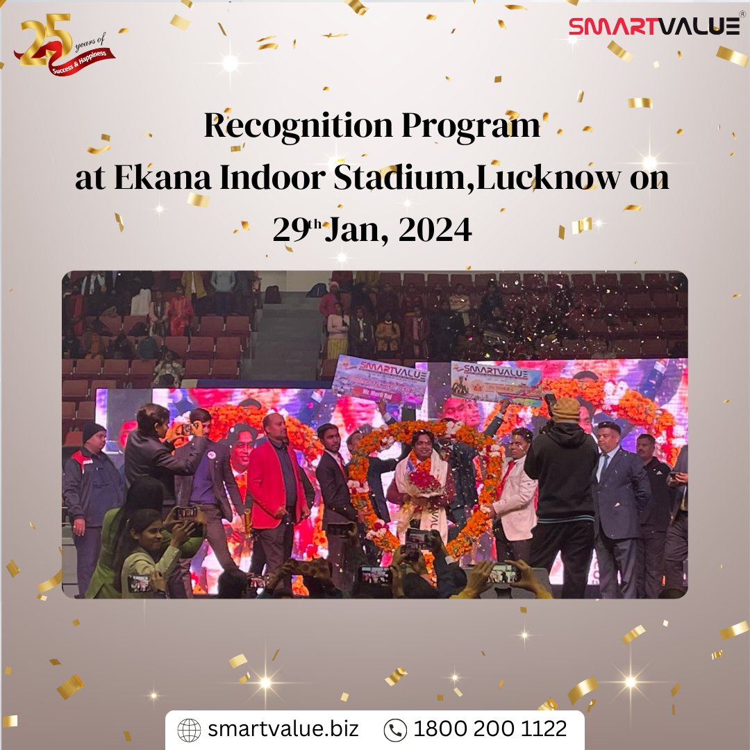 svpslindia's tweet image. 🌟 SmartValue shines bright as it organizes a recognition program at Ekana Indoor Stadium, Lucknow, Uttar Pradesh on 29th Jan 2024 honoring achievers and their remarkable accomplishments. 🏆 
#smartvalue #achievers #teamsuccess #teamunity