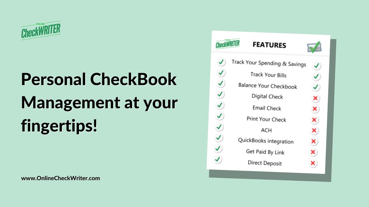 webcheckwriter's tweet photo. https://t.co/1XO2g8zWmb is the best alternative for Clear Checkbook. Now, enhance your personal checkbook management with our user-friendly software. Sign up now.

Learn more: https://t.co/hy7mKIgRUu

#PersonalCheckbook #Checkbook https://t.co/SFQVxYMHtA