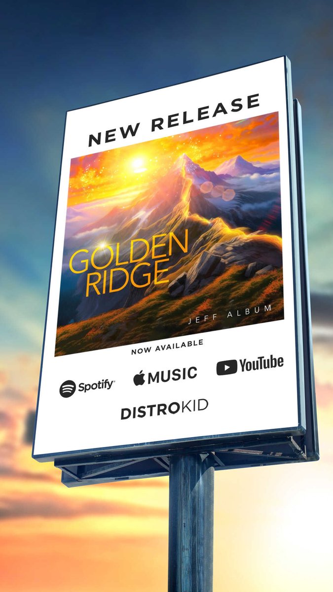Jeff Album (@jeffalbum) on Twitter photo 'GOLDEN RIDGE': Jeff Album's most epic & inspiring cinematic work available now on streaming platforms everywhere!
Full song available below:
distrokid.com/hyperfollow/jeā¦
Many thanks to conductor/arranger/music educator Robert Lennon (<a href="/robertlennon738/">Robert Lennon</a>) for this brilliant arrangement! 'GOLDEN RIDGE': Jeff Album's most epic & inspiring cinematic work available now on streaming platforms everywhere!
Full song available below:
distrokid.com/hyperfollow/jeā¦
Many thanks to conductor/arranger/music educator Robert Lennon (<a href="/robertlennon738/">Robert Lennon</a>) for this brilliant arrangement!