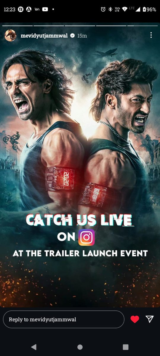 Catch the team Crakk live on Instagram A grand #CrakkTrailer Launch🔥💥 @VidyutJammwal