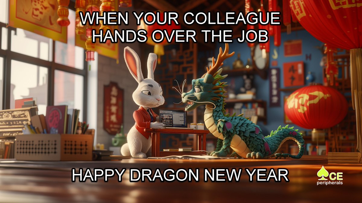 aceperipherals's tweet image. 🎉🐉 Transitioning to the Year of the Dragon!
When your colleague hands over the reins:
🐇 Rabbit: &quot;Here, I&apos;m done for the year.&quot; 
🐉 Dragon: &quot;Orhhh. OK.&quot;
Happy Dragon Chinese New Year! 
🎆 Rabbit signing out, Dragon taking over! 
#CNY2024 #YearOfTheDragon #NewBeginnings…