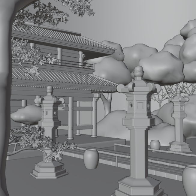 Always so satisfying approach the finish line on a portfolio project. All that's left to do is add the low poly leaves cards to my clumpy tree canopy placeholders and texture paint.