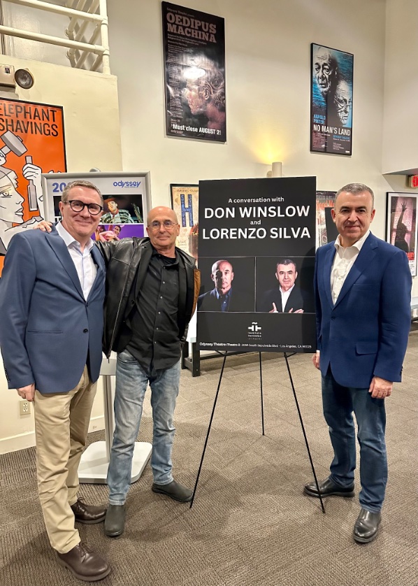 VilaSilva's tweet photo. Fin de festival @getafenegro por todo lo alto en Los Ángeles con @donwinslow. Gracias a @InstCervantes @EdDestino @USembassyMadrid y @jonpiechowski por contribuir a hacerlo posible. 

En las fotos, con el equipo de @Los Angeles_IC

Hablamos de Cervantes y Chandler. Qué remedio. https://t.co/6pb6iEkULl