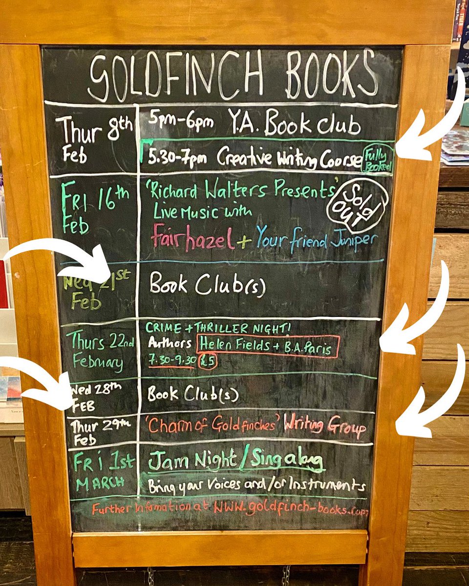 LouiseMorrish1's tweet image. February is happening! 

We physically can’t fit anything more on the @GoldfinchBooks_ events board! 😂😂

And yes, I do live in a bookshop! 😉😂😂

#bookclub #indiebookshop @baparisauthor #writinggroup #writingfriends #authorevent #authortalk #february