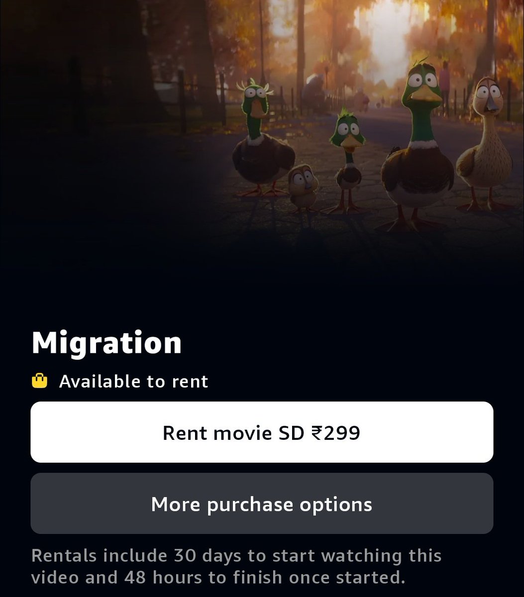 CinemaRareIN's tweet photo. A family of ducks try to convince their overprotective father to go on the vacation of a lifetime.
#Migration (2023) by #BenjaminRenner & #GuyloHomsy, now available for rent on @PrimeVideoIN Store & @BmsStream. https://t.co/E0kc31O3oo
