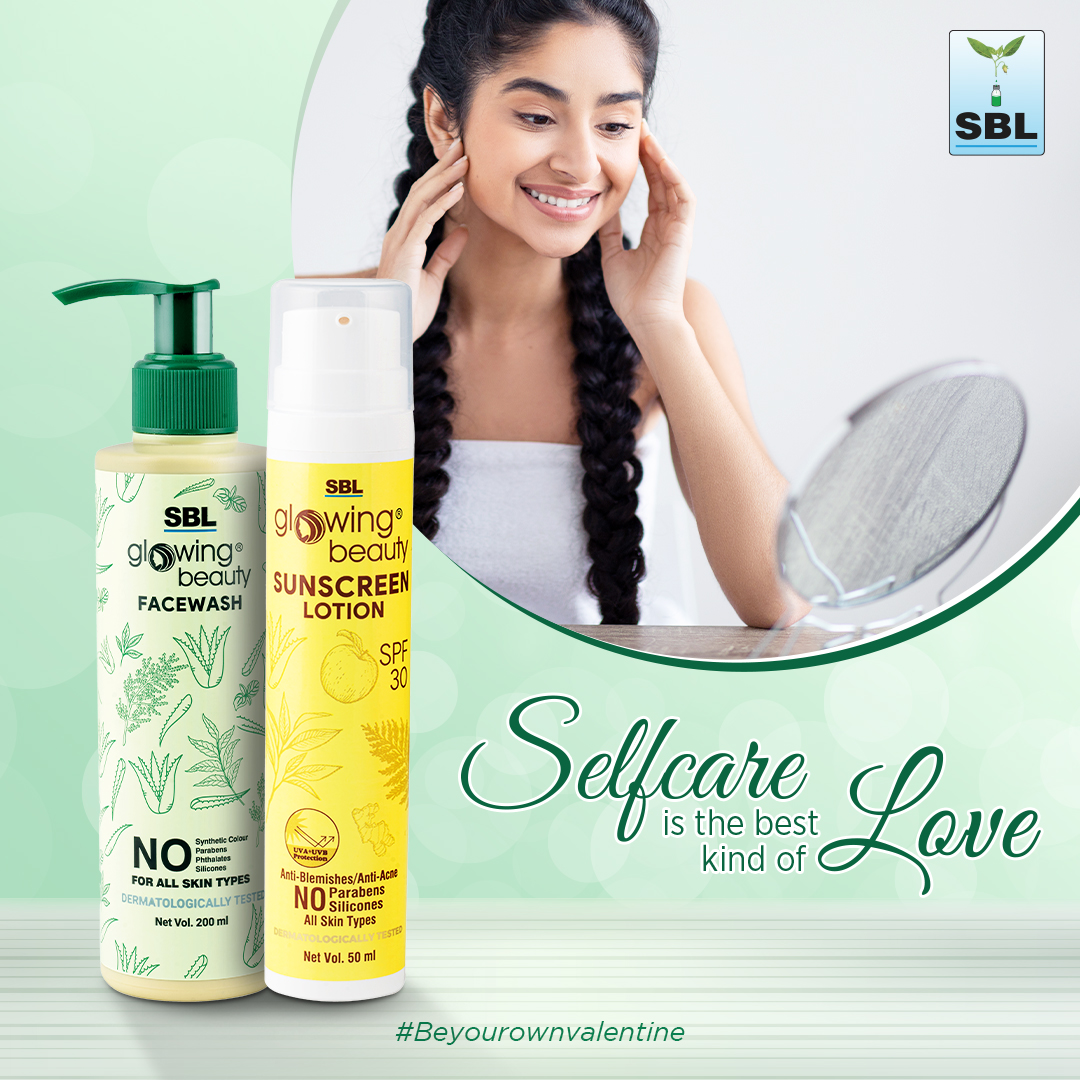 Prioritize self-care and love yourself first, by giving your skin the love it deserves.

#BeYourOwnValentine #SelfLove #SelfCare #SkinCareFavorites #HealthySkin #homeopathyremedies #naturalhealing #sbl #sblglobal #facewash #sunscreen #globalbeautyfacewash #glowingbeautysunscreen