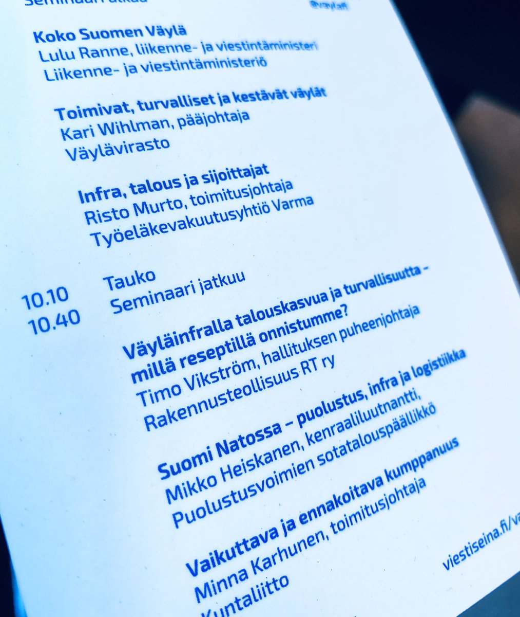 anttiellonen's tweet photo. Luvassa tuhti paketti asiaa väylistä, infrasta ja varautumisestakin @vaylafi #Väylä2024 https://t.co/FiHdlCwdfK