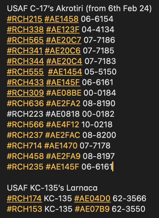 TheSnoopySnoop's tweet photo. USAF C-17A Globemaster III #RCH235 #AE145F 06-6161

Moron AB → Akrotiri
Departed Charleston 6th to Moron

Day four of spotting USAF heavies in to Cyprus....

#avgeek #planespotting https://t.co/eS6E6ONjHK