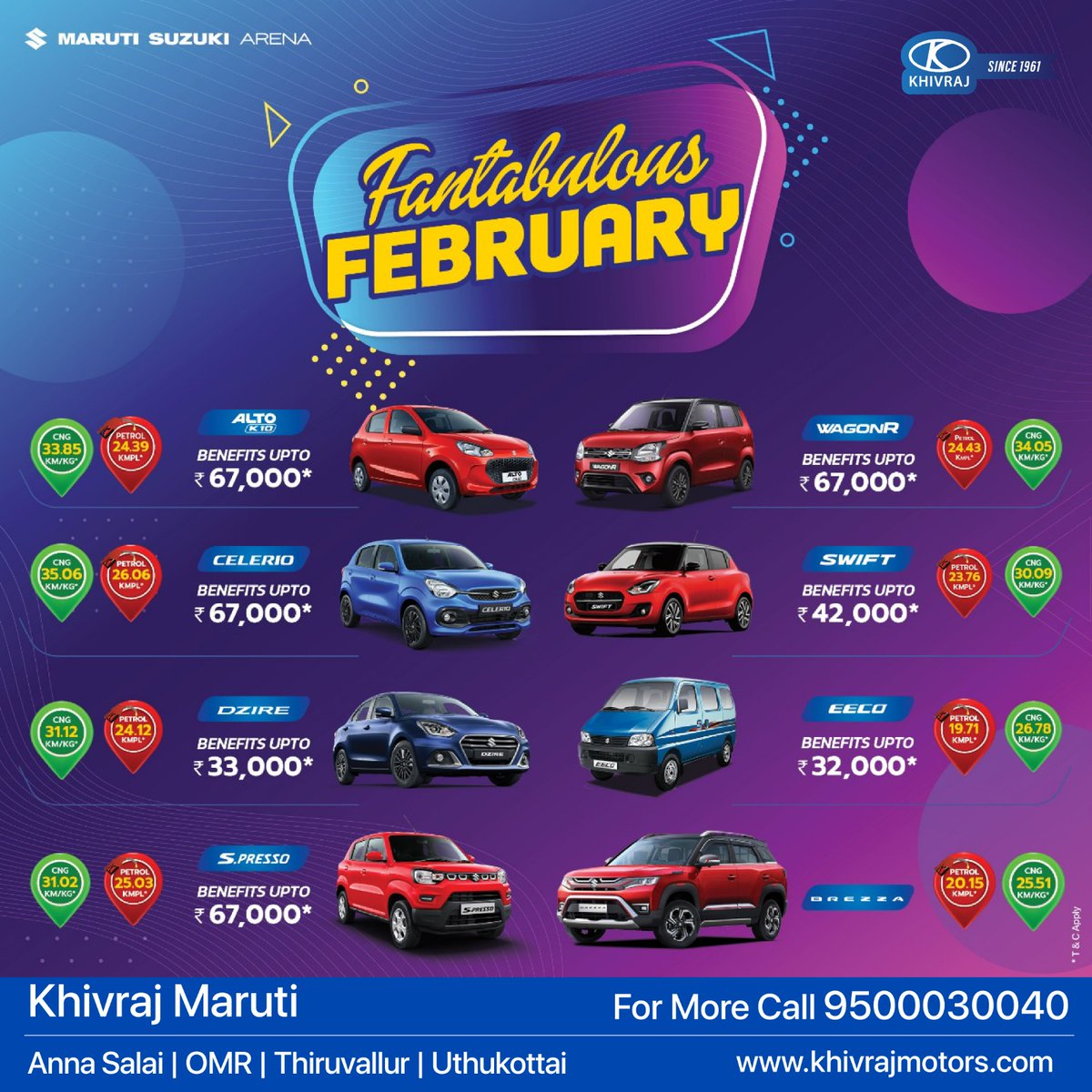 🌟 Get ready to rev up your savings and drive home in style this February with Khivraj Maruti! 🌟

Call us : 9500030040

#KhivrajMaruti #FebruarySale #FantabulousDeals
#SavingsOnWheels #marutisuzuki