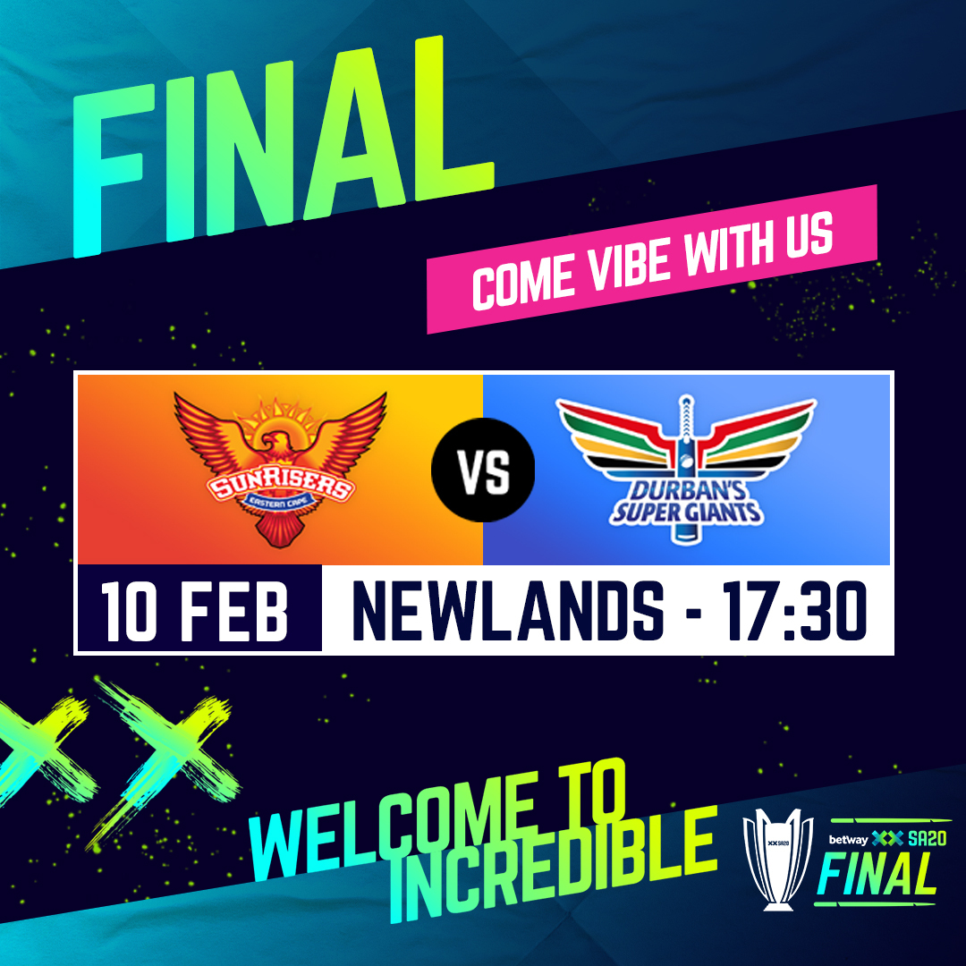 𝕋𝕙𝕖 𝕗𝕚𝕟𝕒𝕝 𝕔𝕠𝕦𝕟𝕥𝕕𝕠𝕨𝕟 #Betway #SA20 #Final Tomorrow's the big day. Gates open at 14:30. Whether you're in the sold-out stadium or watching from home with mates, it's going to be a vibe. Spectator info 🔗 sa20.co.za/season-2-playo… #WelcomeToIncredible