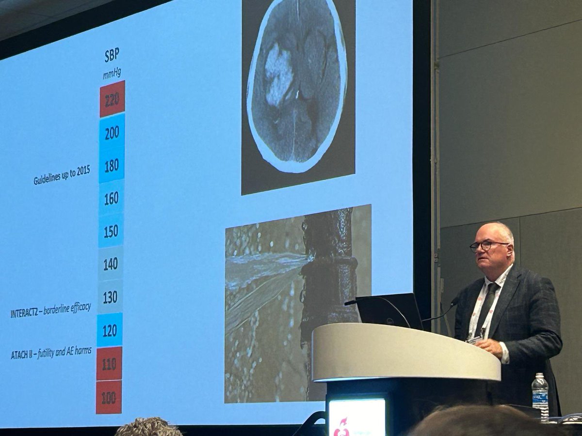 Principles for blood pressure titration in the acute phase of ICH #ISC2024 Craig Anderson presents his groundbreaking work in ICH and blood pressure lowering in the acute phase. Excessively high blood pressure could lead to hematoma expansion.