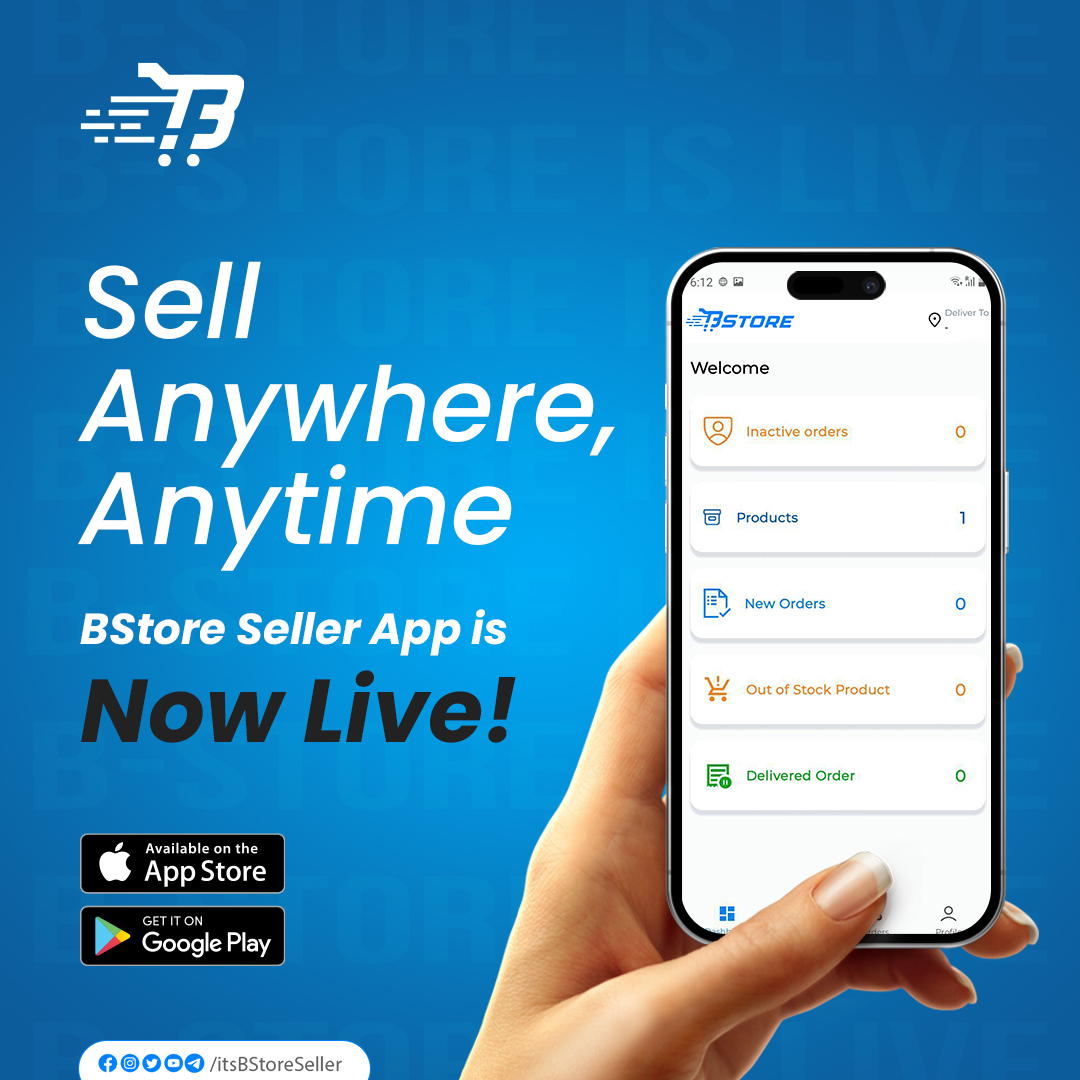 Empower your business with the BStore Seller App, now available for download! 

#BStore #SellerApp #MobileSelling #SalesBoost #OneClickSale #Promotion #SellForFree #RegisterNow #OnlineMarketplace #BoostYourBusiness #SellOnline #FreeAdvertising