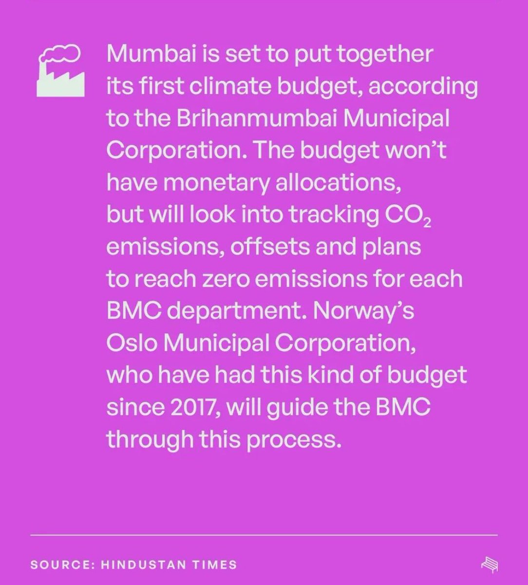 Go Bombay! (Sorry, Mumbai). Well ahead of the rest of India’s regarding #Climatechange? I hope other Indian cities will be inspired to do the same. @NorwayAmbIndia [this screenshot is courtesy @joinPaperPlanes on insta]