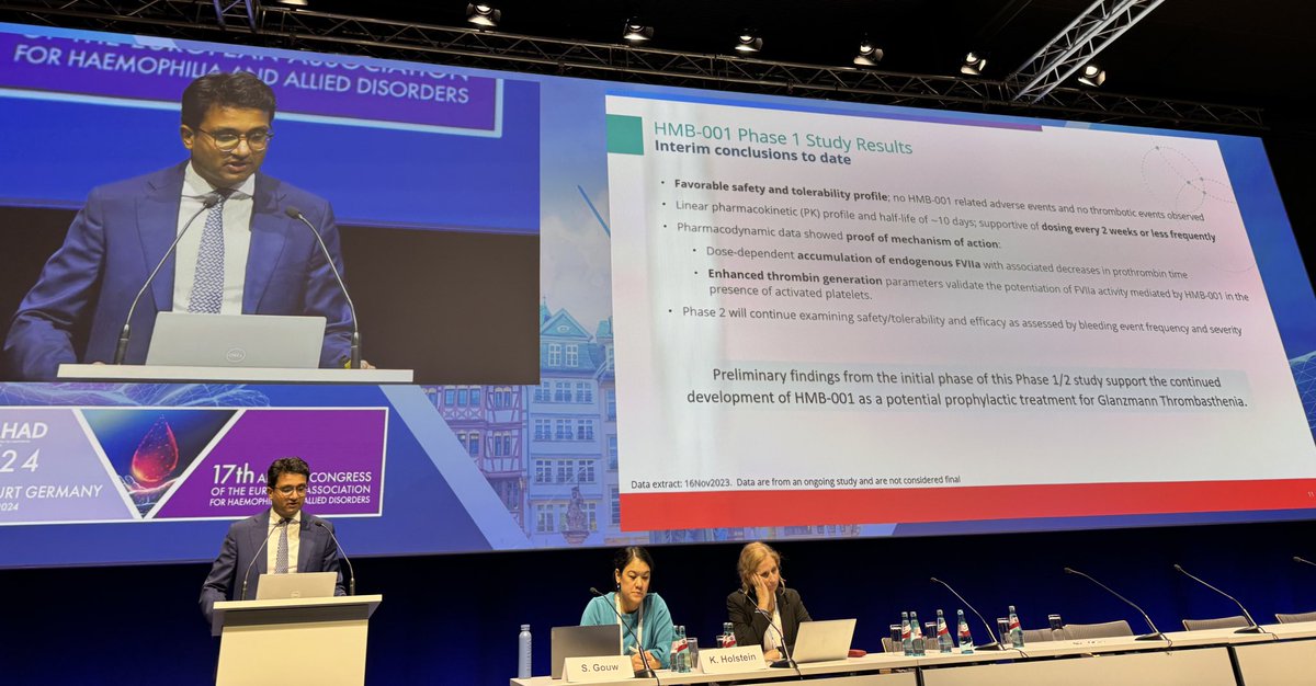 Daily Dose (@karen_pinachyan) on Twitter photo Great first talk of #EAHAD2024 “high energy” SLAM session of <a href="/EAHADnews/">EAHAD</a> by <a href="/Sivapalaratnam/">Sivapalaratnam</a> on #Glanzmann #thrombasthenia with early results of <a href="/Hemab_Tx/">Hemab Therapeutics</a> study of HMB-001 antibody
#bleedingdisorders Great first talk of #EAHAD2024 “high energy” SLAM session of <a href="/EAHADnews/">EAHAD</a> by <a href="/Sivapalaratnam/">Sivapalaratnam</a> on #Glanzmann #thrombasthenia with early results of <a href="/Hemab_Tx/">Hemab Therapeutics</a> study of HMB-001 antibody
#bleedingdisorders