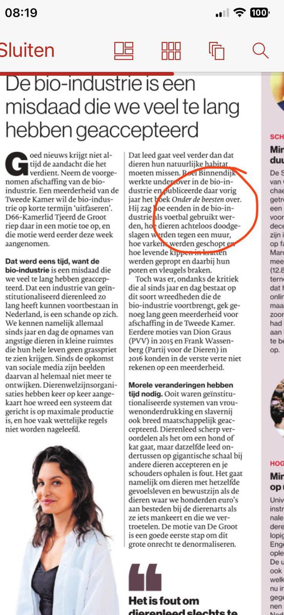 SiebelinkJeroen's tweet photo. In het AD vandaag.
De bio-industrie is een misdaad.

#onderdebeesten
🐷🥸🐔
@kittyherweijer https://t.co/yFtP2OM5ZO