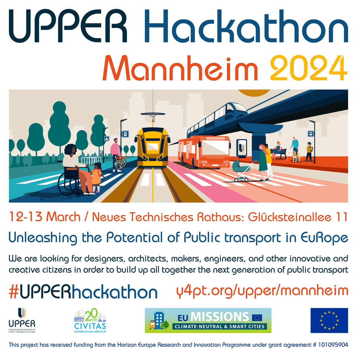 Y4PT's tweet photo. ⚠️ A new call for 🇪🇺 #UPPERhackathon is open!
💡 Building up all together the next generation of #PublicTransport
🗓️ 12-13 March 2024
📌 #Mannheim #Germany 🇩🇪
🏆 Trip: #UITP2025 #Hamburg #Germany 🇩🇪
👉 Register now: https://t.co/BU5bh6qEra
🚀 #Y4PThackathon #UPPERprojectEU https://t.co/JTKZwAHMKg