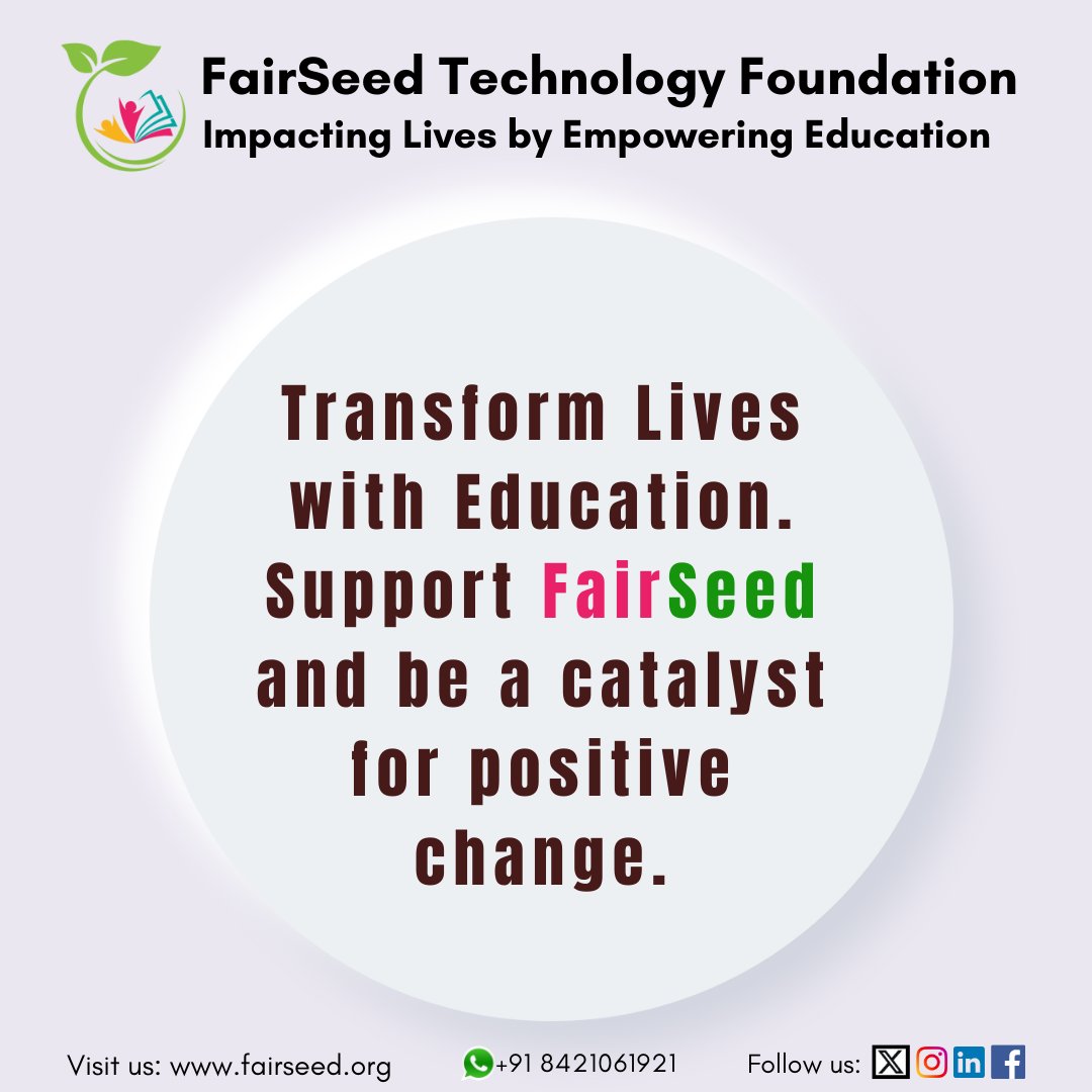FairSeedTech's tweet photo. Creating Positive Change Through Education. Join FairSeed in Empowering Minds and Building Futures. #educationforchange #EducationForAll  #positivechange https://t.co/3a21PDkK62