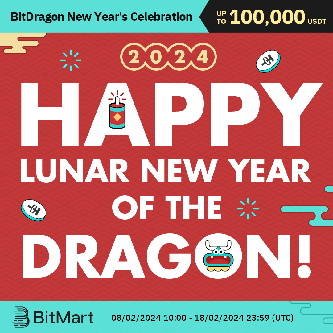 🎉 Happy Lunar New Year from #BitMart! 🌕
As we celebrate the Year of the #Dragon, we wish you prosperity and success.

🐉 Join in the BitDragon New Year's Celebration!
📅 Event Period: 08/02/2024 – 18/02/2024

✅ Follow us, RT, @ 3 Friends + #BitDragon2024
✅ Join: