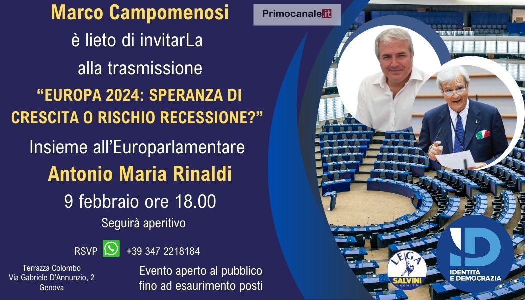 Tutti a #Genova questa sera a sentire @MCampomenosi e @Rinaldi_euro che parlano dell'economia europea nel 2024