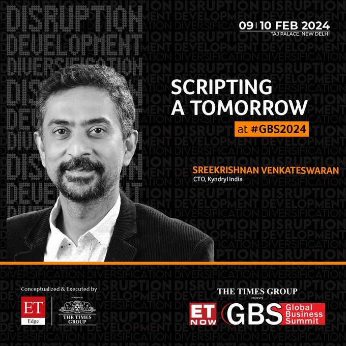 TIMES NOW (@timesnow) on Twitter photo Sreekrishnan Venkateswaran, Chief Technology Officier, <a href="/KyndrylIndia/">Kyndryl India</a>, will be outlining his vision at The Times Group presents ET NOW Global Business Summit 2024. ​
Know more: etnowgbs.com
#GBS #GBS2024 #ScriptingATomorrow
<a href="/ETNOW_GBS/">The Times Group ET NOW Global Business Summit</a> <a href="/ET_Edge/">ET Edge</a>
Date: 9th - 10th Sreekrishnan Venkateswaran, Chief Technology Officier, <a href="/KyndrylIndia/">Kyndryl India</a>, will be outlining his vision at The Times Group presents ET NOW Global Business Summit 2024. ​
Know more: etnowgbs.com
#GBS #GBS2024 #ScriptingATomorrow
<a href="/ETNOW_GBS/">The Times Group ET NOW Global Business Summit</a> <a href="/ET_Edge/">ET Edge</a>
Date: 9th - 10th