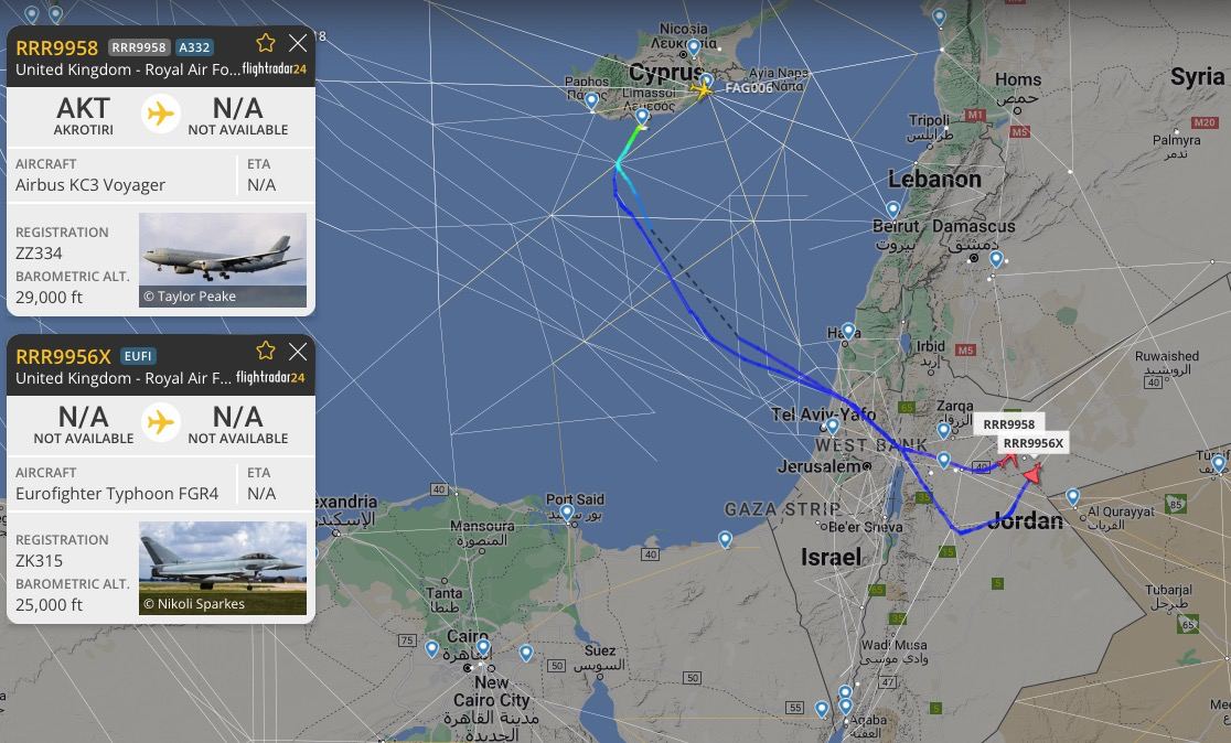 no_itsmyturn's tweet photo. #RAF 🇬🇧 ZK315 #Typhoon [And her wingman] and ZZ334 (KC3 #Tanker) from RAF Akrotiri heading towards #Syria 🇸🇾 / #Iraq 🇮🇶 
#OpShader https://t.co/X6HkVt9zpe