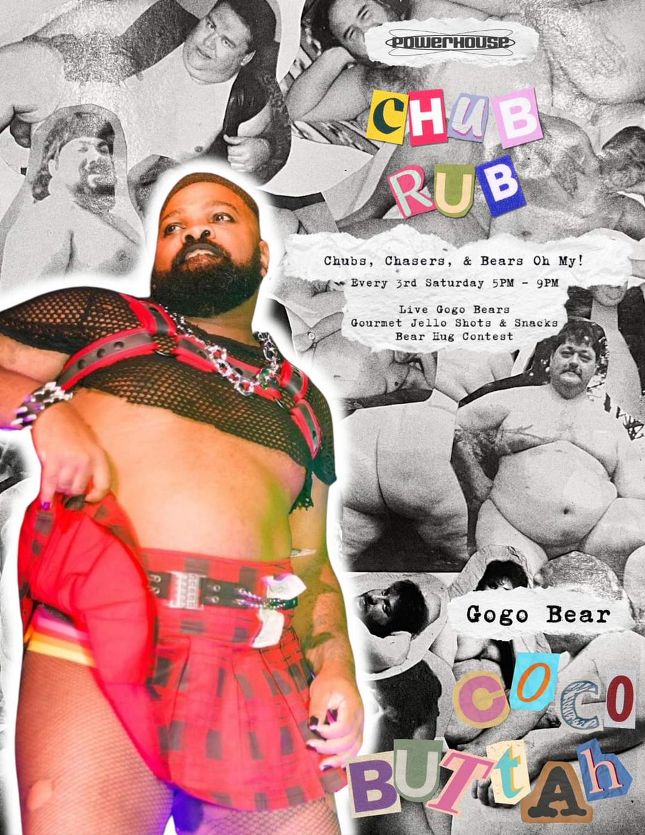 ChubRubSF's tweet photo. Join us Saturday February 17th for the second installment of Chub Rub! 

We have gogos @cocobuttah85 and @Miickiieeee dancing for you!

As always we'll have snacks, Gourmet Jello Shots, and swag from @ByrdBeaks and @EROSSF to give away to the winner of our bear hug contest! https://t.co/nhJ2fYX0pO