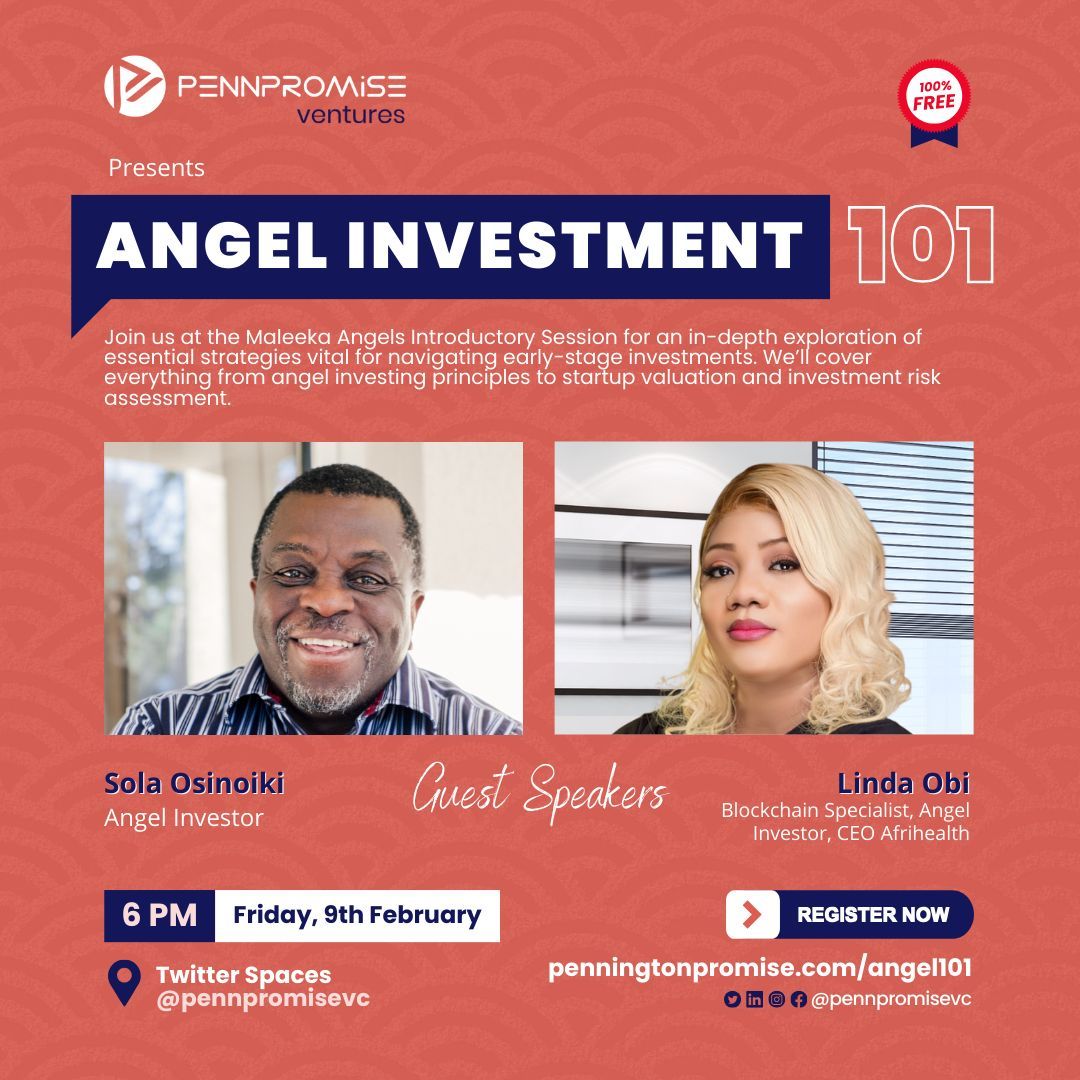 It’s finally here!

Join us today on Twitter Spaces as we discuss the fundamentals of Angel Investments. 

Save the Twitter Space in advance via 👉 penningtonpromise.com/angel101

#vc #vcfund #angelinvestor #AngelInvestors #angelinvestments #startup #startupfunding #startupfounders