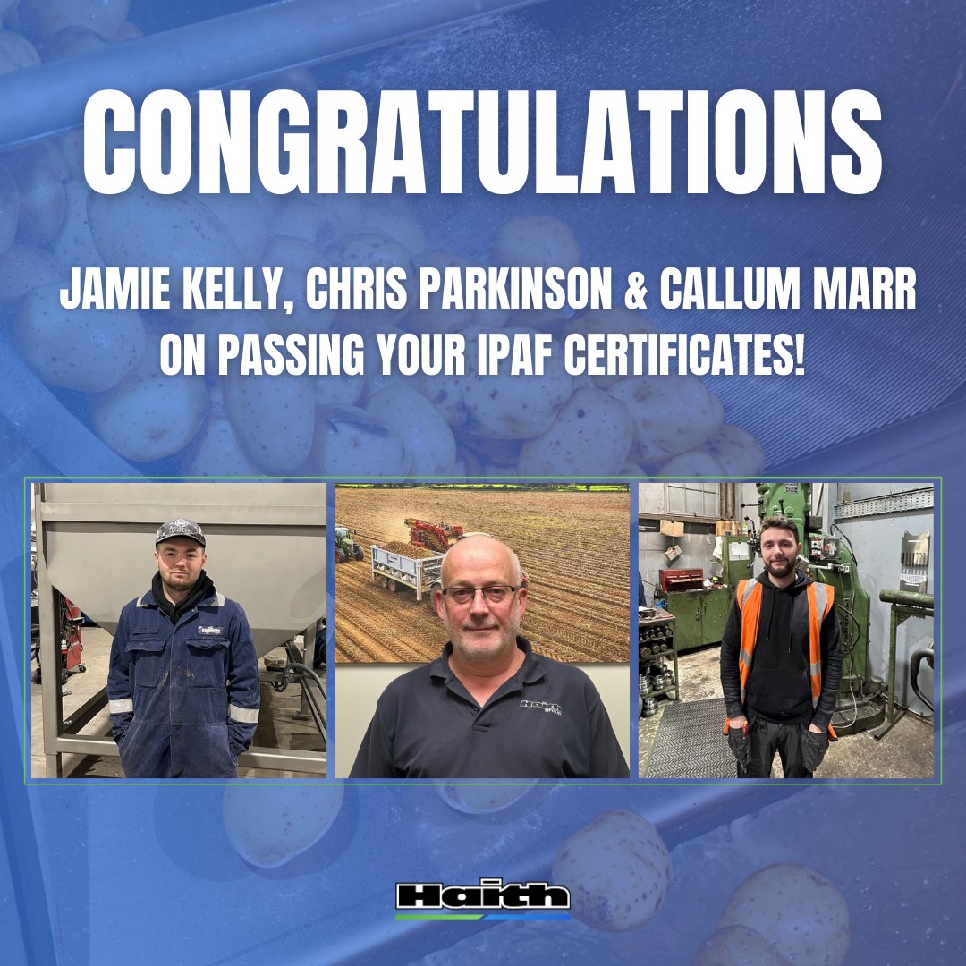 We would like to congratulate Jamie Kelly, Chris Parkinson and Callum Marr on recently becoming IPAF certified! 🎉

Well done, guys! 👏

#TeamHaith #IPAF #AccessEquipment #WorkingAtHeight