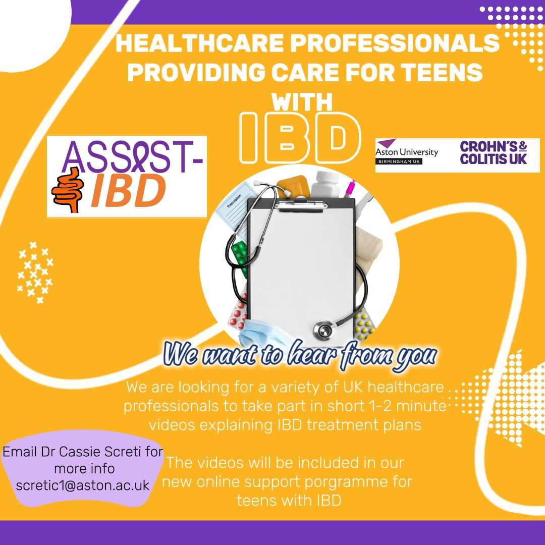Are you a #healthcareProfessional working with teens with #IBD in the UK? 
Please consider taking part in a series of short videos explaining #IBD treatment plans!
This opportunity is available for a wide range of #paediatric IBD related job roles
