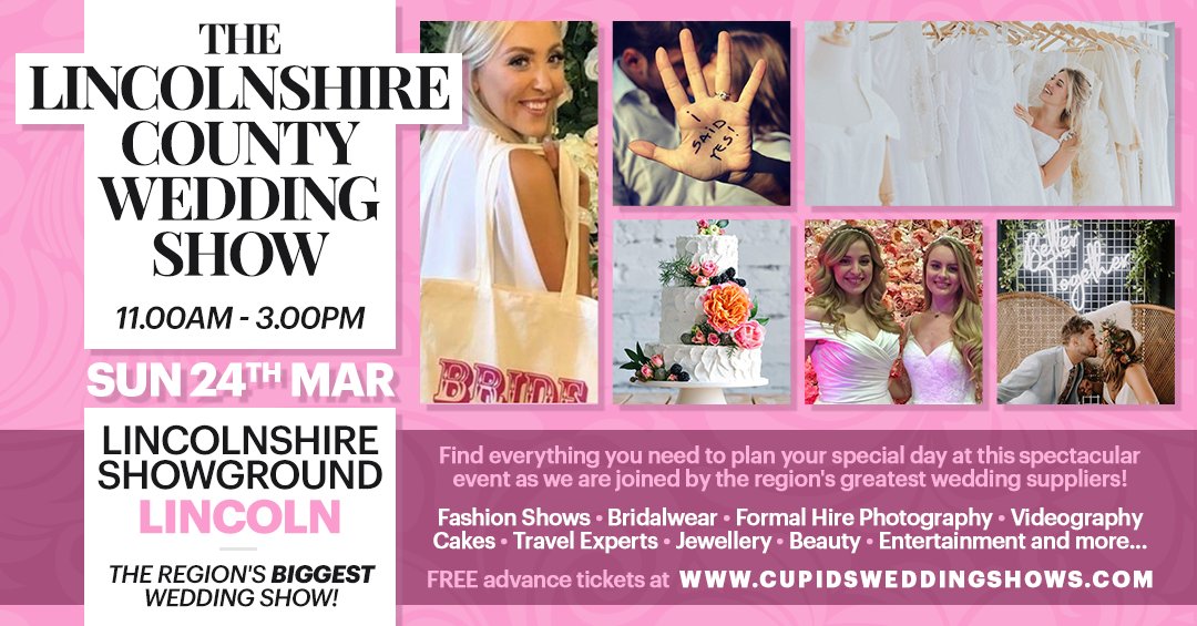 The Lincolnshire County Wedding Show returns to the Showground next month - Sunday 24th March! 💍 FREE TICKETS - ow.ly/xjSv50Qtxth or £4.00 on the day