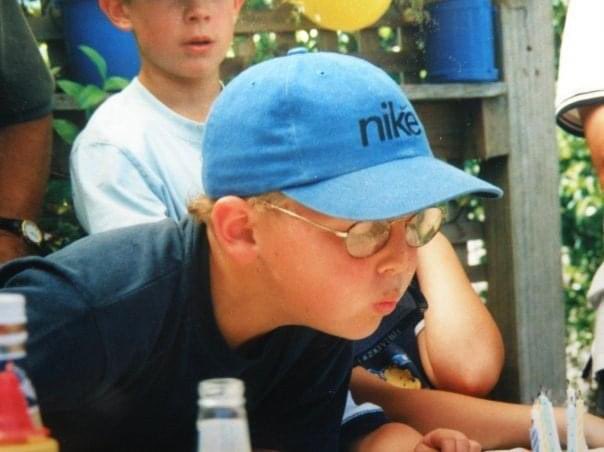 Professor Plum about to blow his candles out with Cale Ayres in the background. The kindest most generous and caring friend anyone could ask for #abbiesrayofsunshine