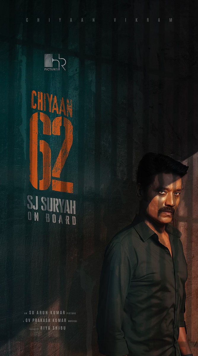 proyuvraaj's tweet photo. Get ready for an energetic cinematic ride as @iam_SJSuryah joins the cast of @chiyaan's #Chiyaan62. Brace yourselves, for an exhilarating experience awaits! 🧨

A #SUArunKumar film
A @gvprakash musical 

@hr_pictures @riyashibu_ @shibuthameens https://t.co/D9E42ES6GZ