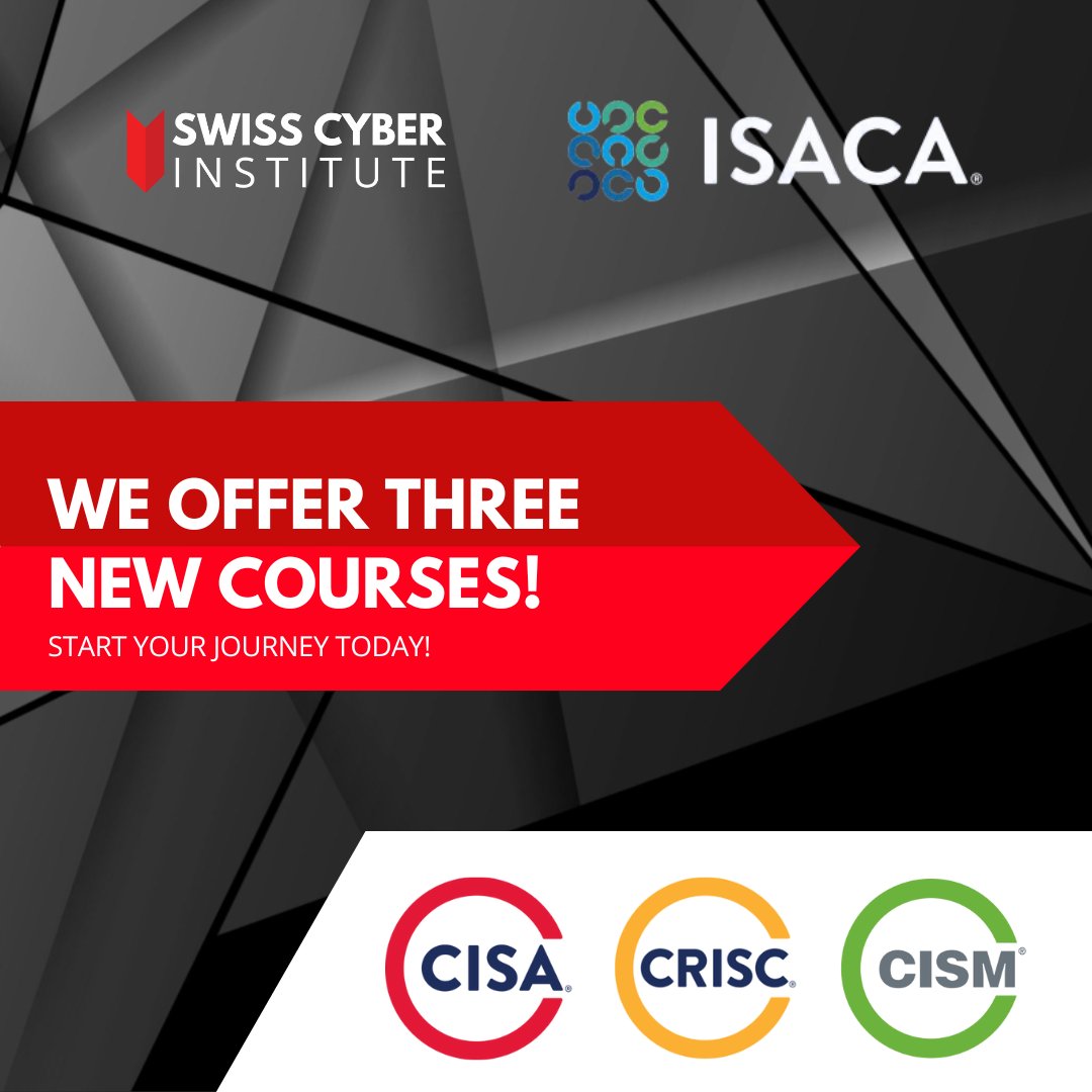 🚀 New Course Alert:
🔑 CISA: Dive into IT systems auditing & control 
🔑 CISM: Master information security management
🔑 CRISC: Become a pro in IT risk management
Elevate your career with #ISACA certifications - join now! bit.ly/3Sv4vTD 
#CybersecurityCourse
