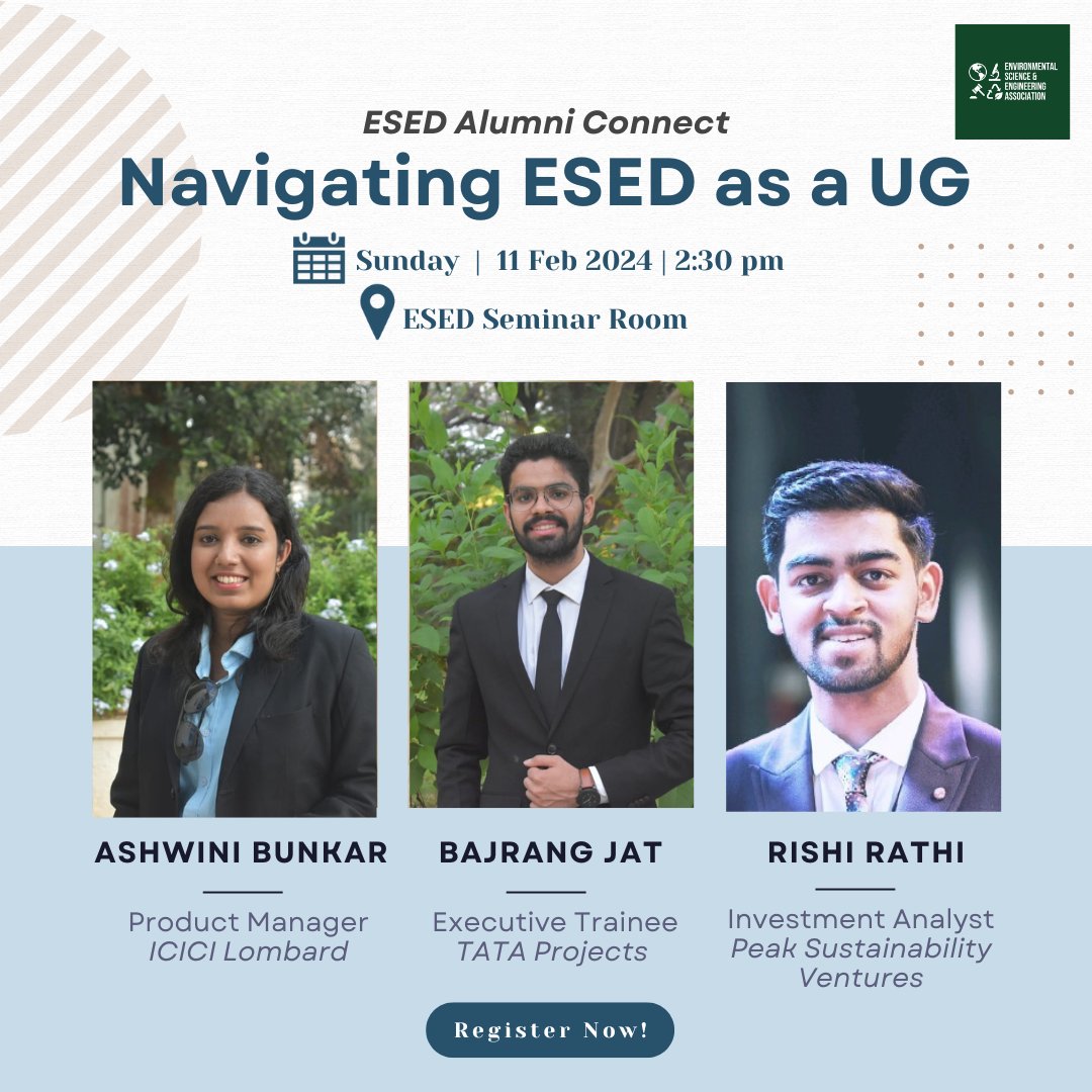 esea_iitb's tweet photo. Join us as the trailblazing graduates from ESED's first Dual Degree batch share insights on navigating college life and career paths, from corporate to sustainability and beyond. 
Register here:https://t.co/PsVJZUoNCQ

#iitb #alumni #environmental #sustainability https://t.co/IIBWnZjJOi
