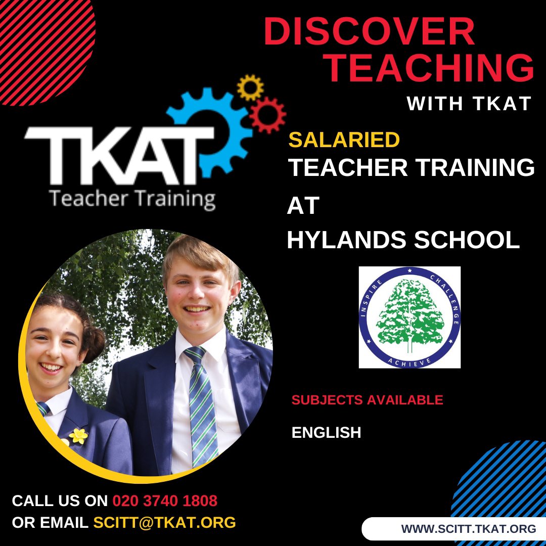 Come and #TraintoTeach with @TKATSCITT in our supportive @TKATAcademies @HylandsSchool supportive environment. We have a SALARIED vacancy available in #English #ITT #getintoteaching #teaching #secondaryschool #oneTKATfamily